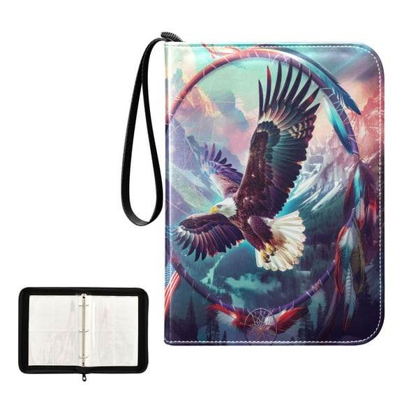 Trading Card Binder Album 400 Pockets 50 Removable 4-Pocket Pages Waterproof Eagle Mountains Tree Circle