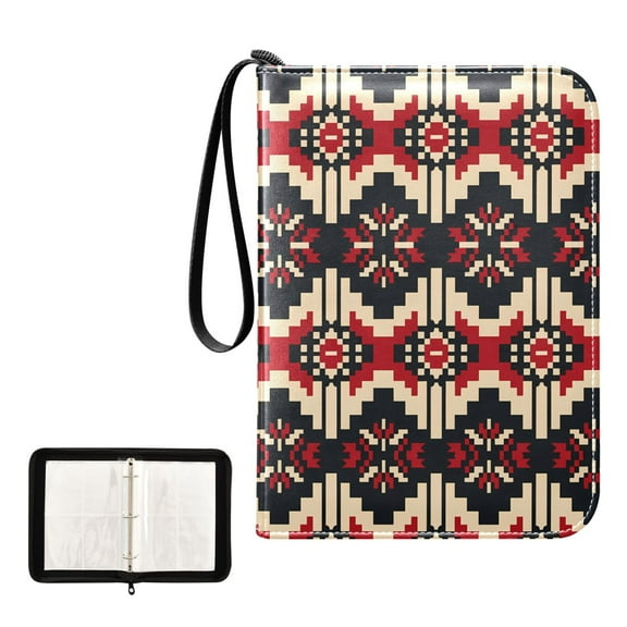 Trading Card Binder Album 400 Pockets 50 Removable 4-Pocket Pages Waterproof Geometric Pixel Print