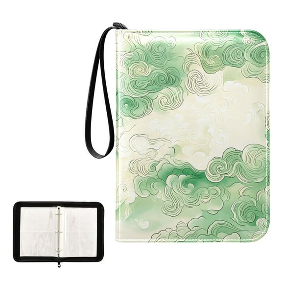 Trading Card Binder Album 400 Pockets 50 Removable 4-Pocket Pages Waterproof Green Auspicious Clouds