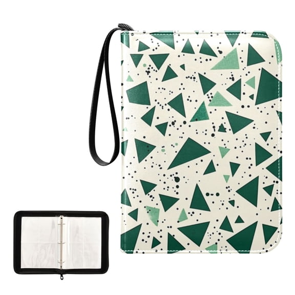 Trading Card Binder Album 400 Pockets 50 Removable 4-Pocket Pages Waterproof Green Small Triangles
