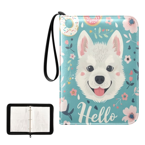 Trading Card Binder Album 400 Pockets 50 Removable 4-Pocket Pages Waterproof Hello Dog Face