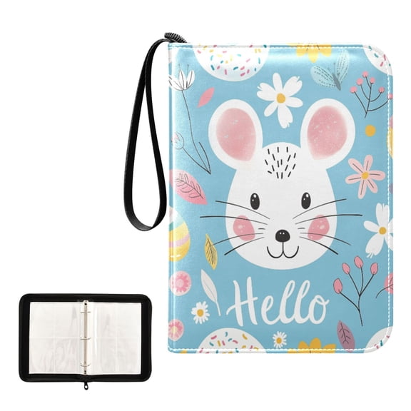 Trading Card Binder Album 400 Pockets 50 Removable 4-Pocket Pages Waterproof Hello Mouse Face