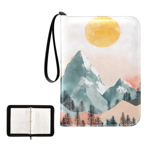 Trading Card Binder Album 400 Pockets 50 Removable 4-Pocket Pages Waterproof Mountains with Trees