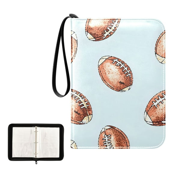 Trading Card Binder Album 400 Pockets 50 Removable 4-Pocket Pages Waterproof Rugby Ball