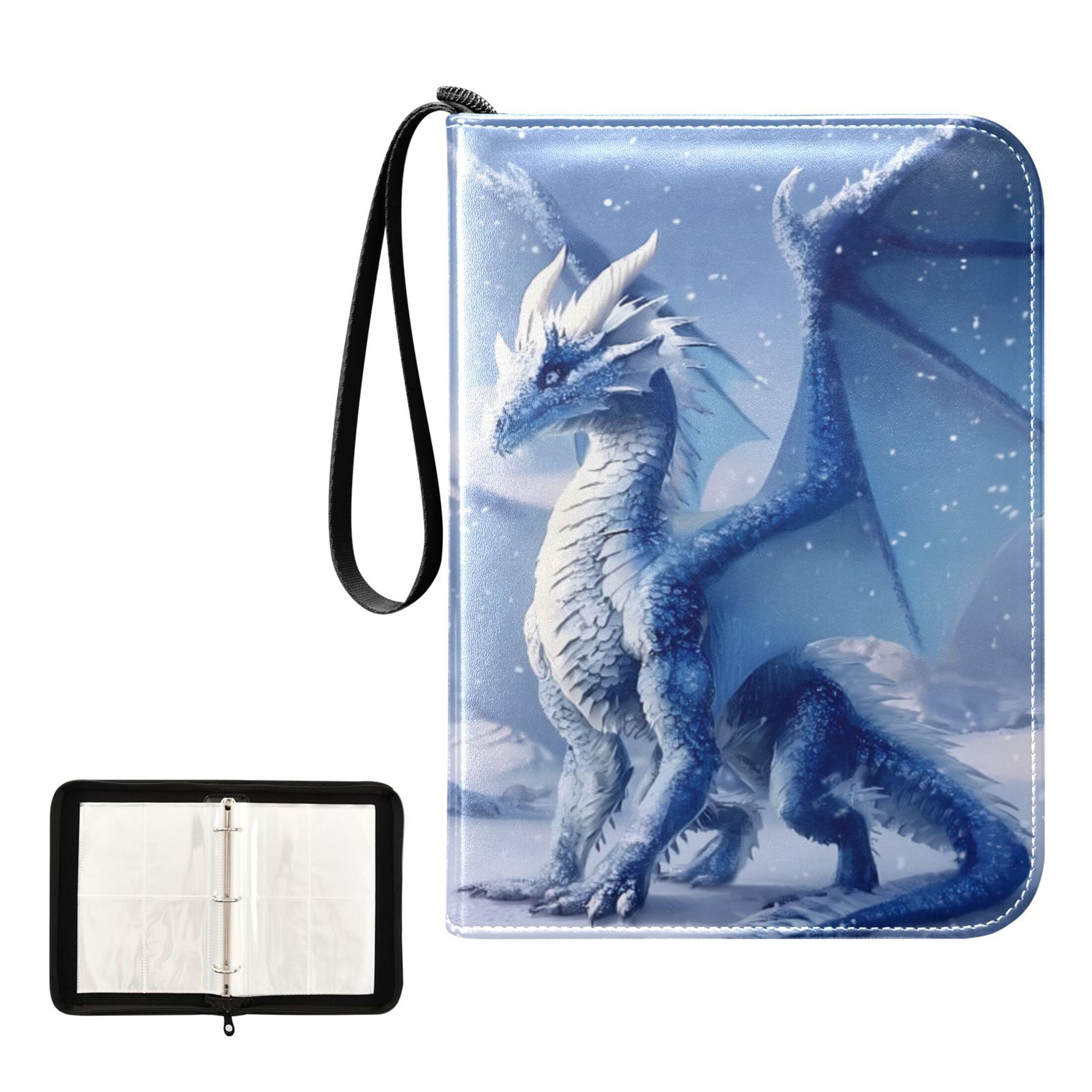 Trading Card Binder Album 400 Pockets 50 Removable 4-Pocket Pages Waterproof Snowy Dragon