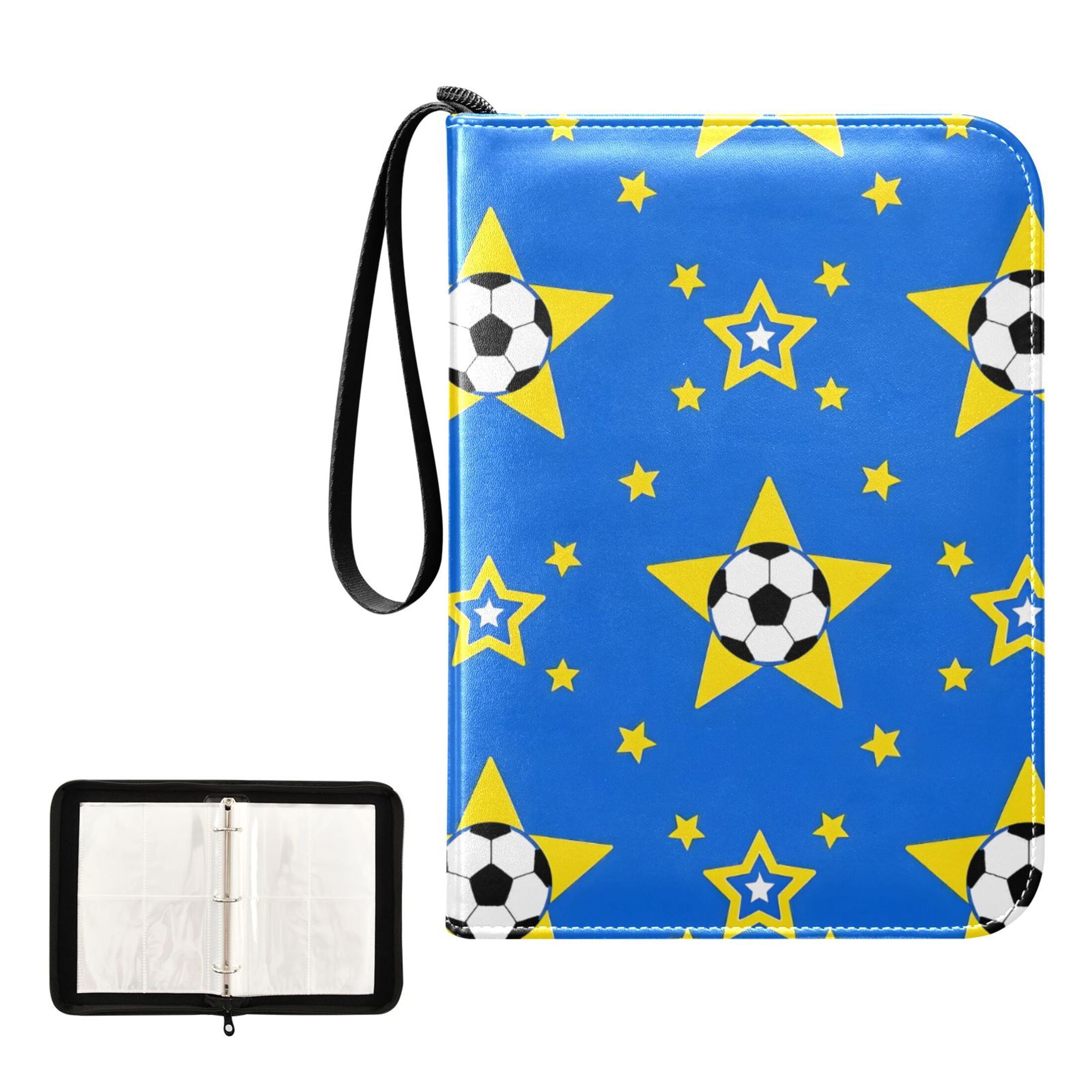 Trading Card Binder Album 400 Pockets 50 Removable 4-Pocket Pages Waterproof Soccer and Star
