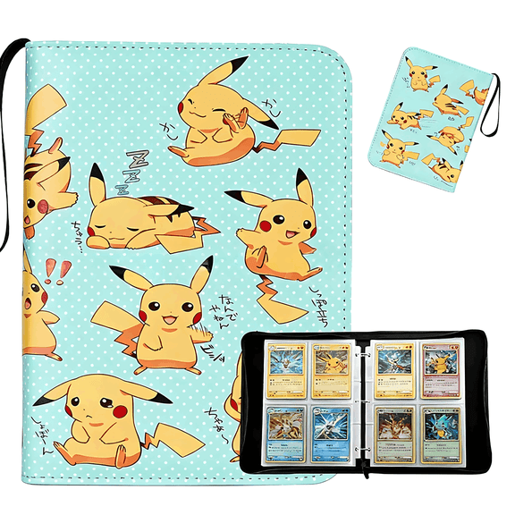 Trading Card Binder for TCG Cards, 4-Pocket Portable Card Collector Holder Book Fits 400 Cards with 50 Removable Sleeve, BKM Card Binder Display Storage Carrying Cases for TCG