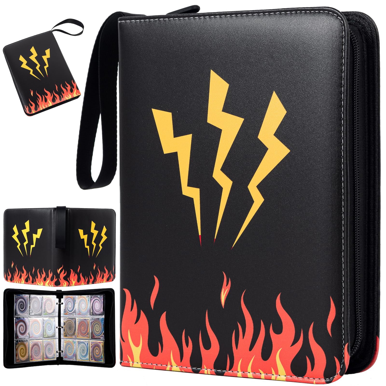 Pokemon Cards Binder 9-Pocket Card Binder Holds 720 Cards, 40 Double-Sided Pages, PU Leather, Zipper Closure For MTG, Sports Cards, Collectibles (Black) Cartable Carte Hockey Pokemon Cards Binder 9-Pocket Card Binder Holds 720 Cards, 40 Double-Sided Pages, PU Leather, Zipper Closure For MTG, Sports Cards, Collectibles (Black) Cartable Carte Hockey