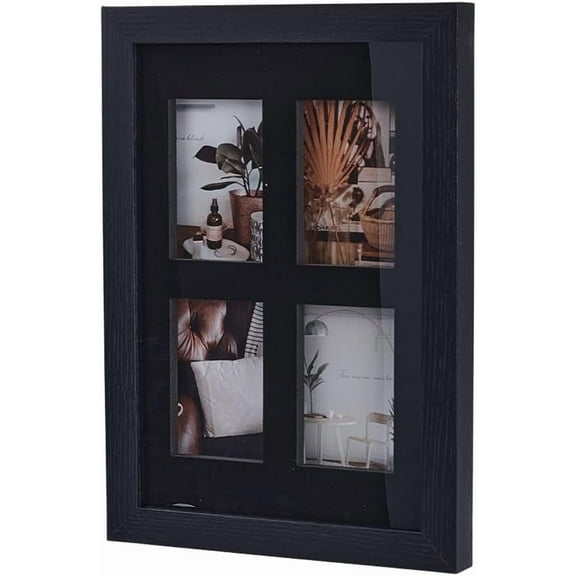 Trading Card Display Frame 4 Cards Baseball Card Display Case Wall-Mounted Sports Card Display Frame Black Wood Holder