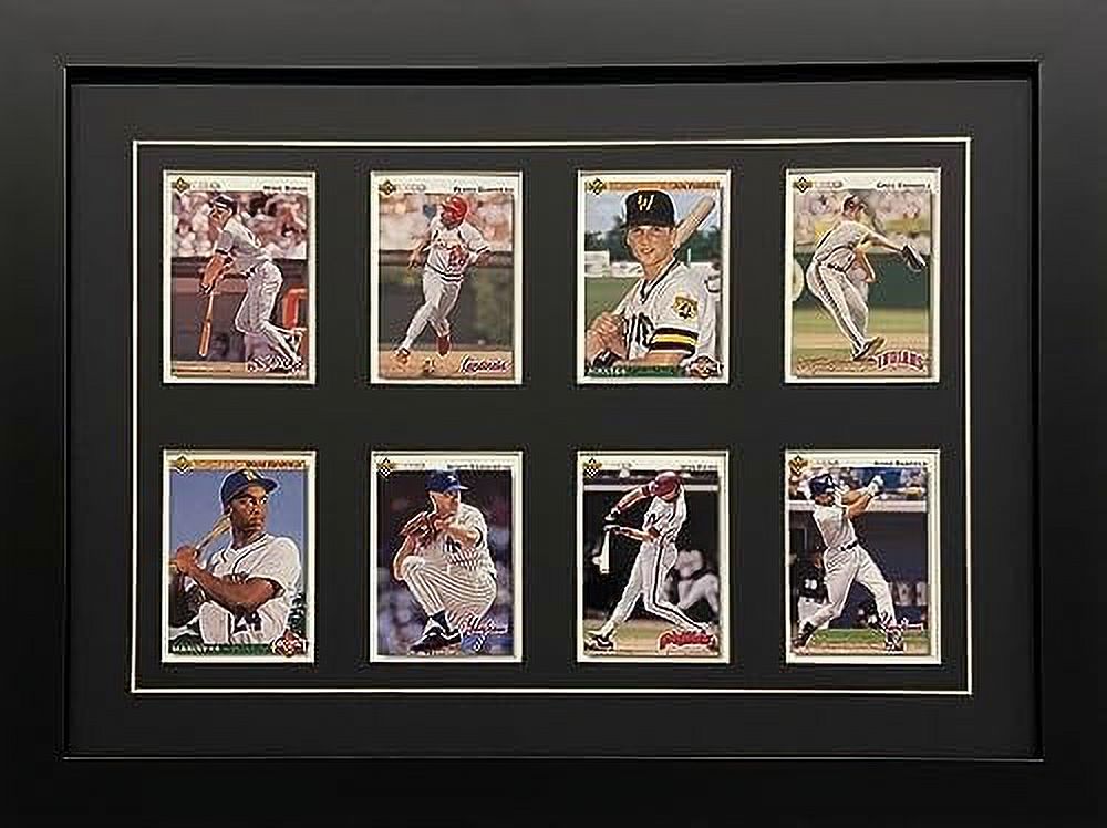 Trading Card Display Frame 8 Cards Black Wood Frame With Matting And
