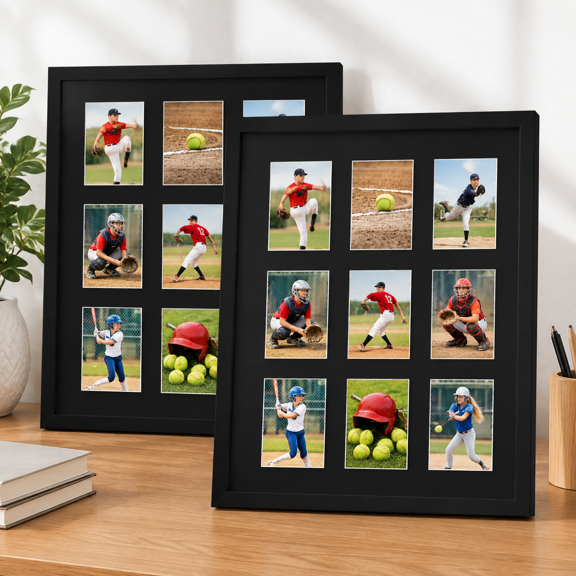 Trading Card Display Frame For 9 Standard Cards 2 Packs Wall Collector Sports Baseball Basketball Football Black