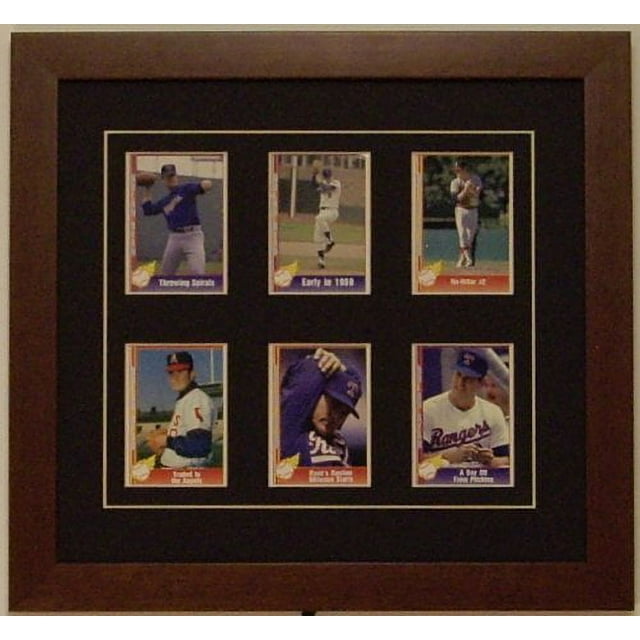 Trading Card Display Frame for 6 Cards Black (White Trim) Mat and
