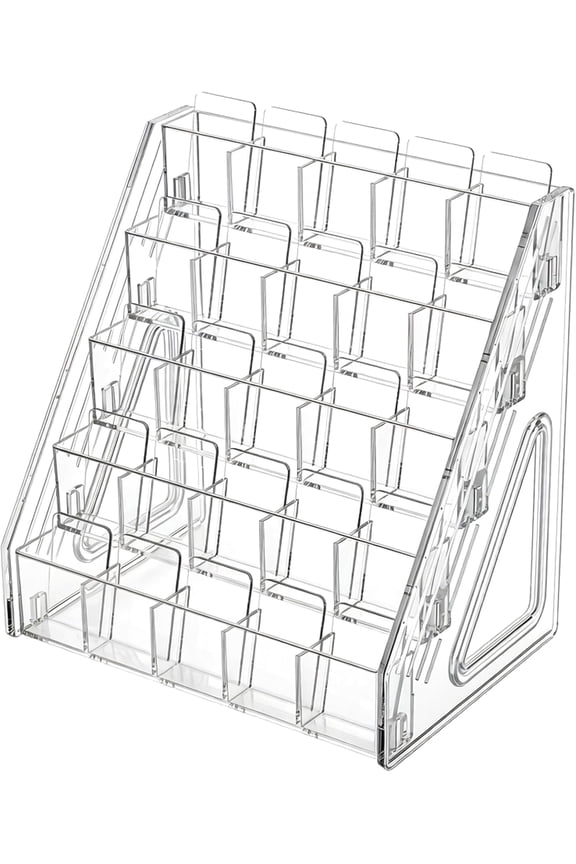 Trading Card Display Stand, 5 Tier (1 Pack), Clear Plastic, Vertical Snap-On - for PSA BGS SGC Slabs, Tabletop