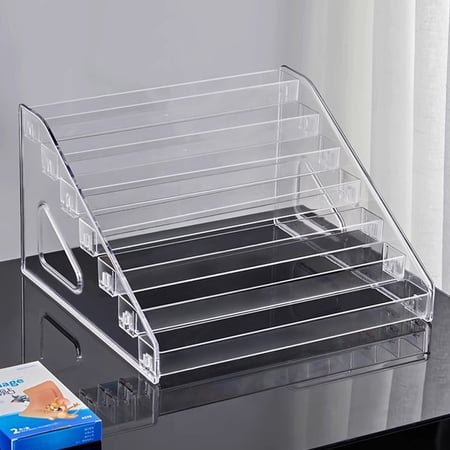 Trading Card Display Stand, 7-Tier Greeting Card Display Stand, 12 in Acrylic Portable Versatile Display Rack Holder for Graded Cards, PSA Cards,Sports Cards, Business Cards