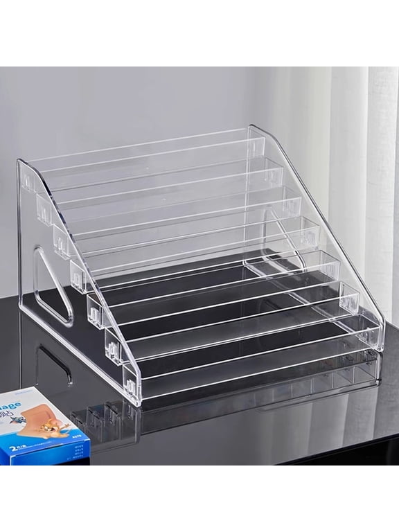 Trading Card Display Stand, 7-Tier Greeting Card Display Stand, 12 in Acrylic Portable Versatile Display Rack Holder for Graded Cards, PSA Cards,Sports Cards, Business Cards