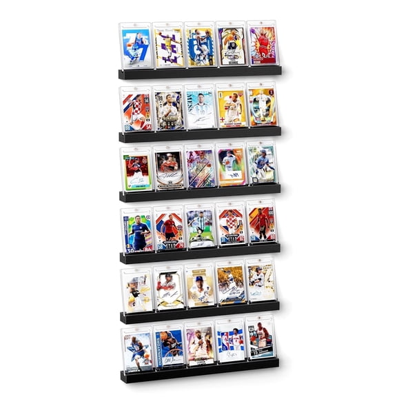 Trading Card Display Stand for Wall, Wooden Graded Card Display Stand, Sports Card Display Case, Trading Card Stands for Display Collection(6 Pack)