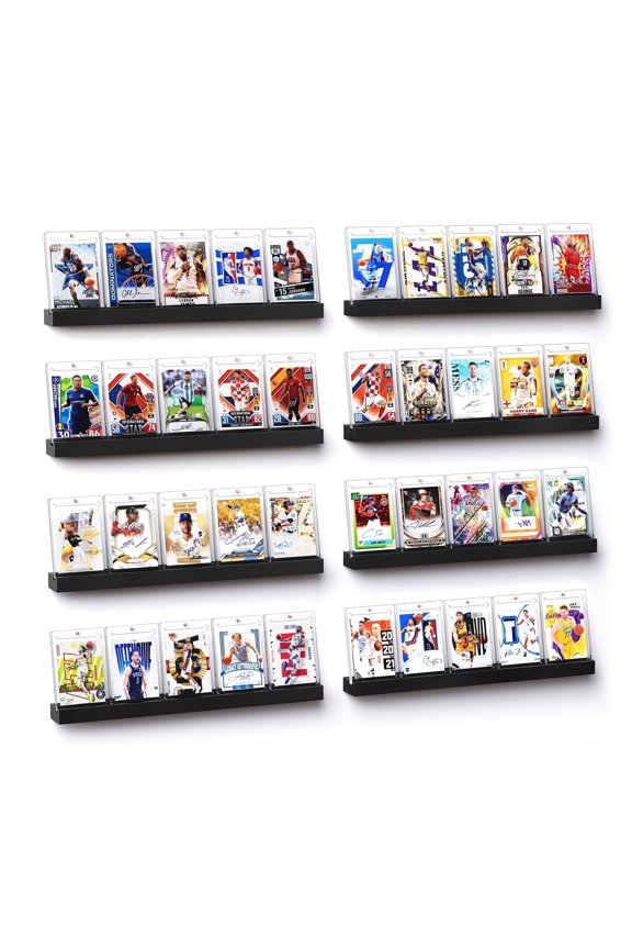 Trading Card Display Stand for Wall, Wooden Graded Card Display Stand, Sports Card Display Case, Trading Card Stands for Display Collection(8 Pack)
