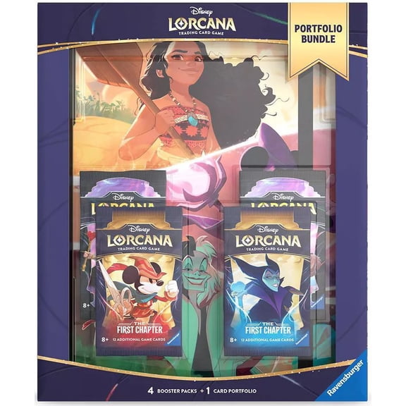 Trading Card Game Disney Lorcana Portfolio Bundle (4 Booster Packs & 1 Card Portfolio)