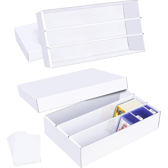 Trading Card Storage Box 2 Pack2400 Count Cardboard Organizer with Dividers for MTG, TCG, Sports, Toploader, Commander