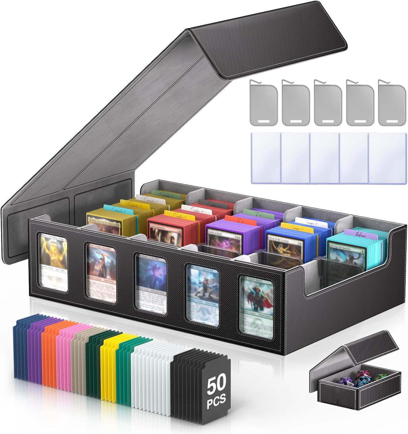 Trading Card Storage Box 3900+ Capacity - 5-Row Card Case with Magnetic ...