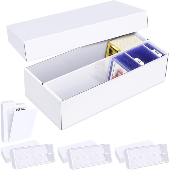 Trading Card Storage Box 4 Pack1600 Count Cardboard Organizer with Dividers for MTG, TCG, Sports, Toploader