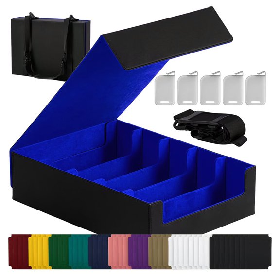 Trading Card Storage Box A-Black/Blue 5-Row Deck Design For TCG Sports Cards