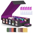 thumbnail image 1 of TERRALYX Trading Card Storage Box with Commander Display , 5-Row Deck Case with Removable Lid; 3900+ Card Deck Box for MTG TCG Sports Card, 5 Toploaders, 5 Stoppers, 24 Dividers,1 Dice Tray (Purple), 1 of 7