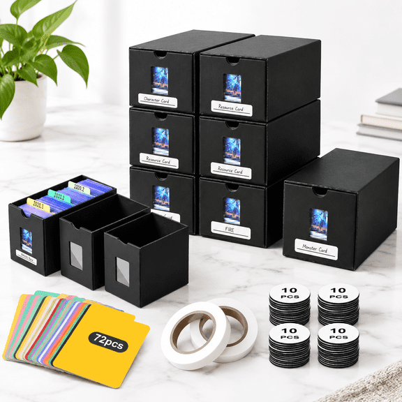 Trading Card Storage Box Set, 3-24 Boxes, Holds 14400+ Cards with Dividers and Accessories