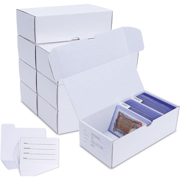 Trading Card Storage Box for toploader, 8-Pack100 Count Cardboard Top Loaders Storage Box with Dividers & Labels for TCG/Magic/Mtg Organizer and Collection, 7 INCH