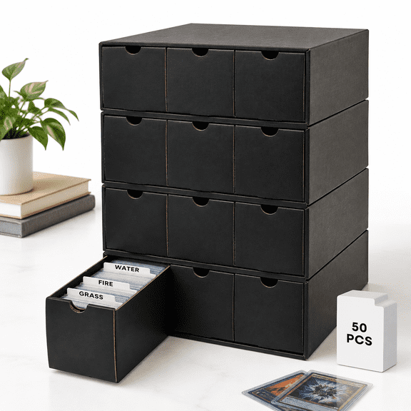 Trading Card Storage Box with 12 Drawers and 50 Dividers for TCG Sports Card Collections