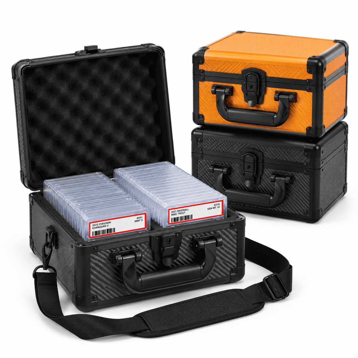 Trading Card Storage Case, 2 Row-Carbon Fiber Aluminum Alloy Holder for ...