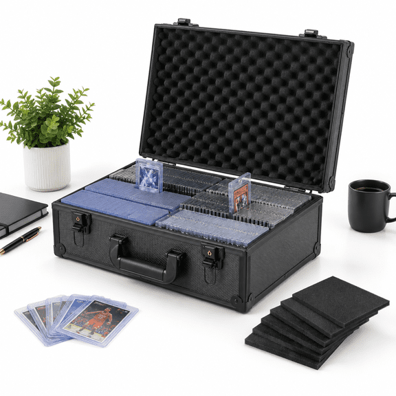 Trading Card Storbox For 3" X 4" 35pt Toploaders 600+ Sturdy Selarge Capacity Hard Case With 6 Foam Stoppers Fits Toploaderic Hol
