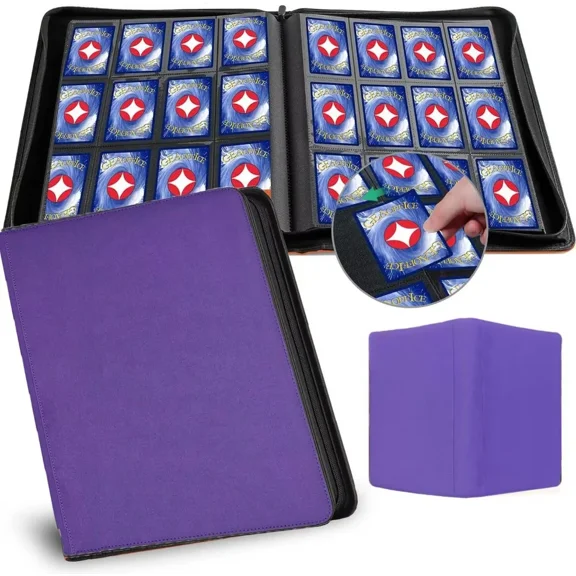 Trading Cards Album Binder with 12 Pockets and 30 double-sided sheets. binder storage case can accommodate a maximum of 720 cards and is perfectly suited for TCG, MTG, football cards etc - purple