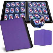 Trading Cards Album Binder with 12 Pockets and 30 double-sided sheets. binder storage case can accommodate a maximum of 720 cards and is perfectly suited for TCG, MTG, football cards etc - purple