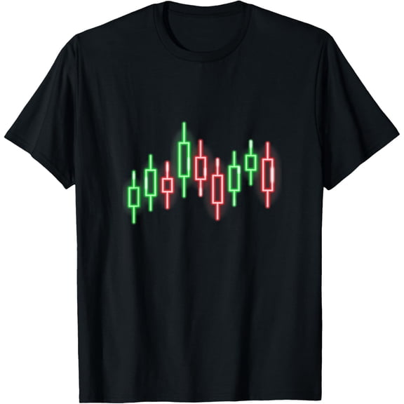 Trading Chart, Japanese Candlestick Stock Chart, For Trader T-ShirtMen and women, White Black T-shirt, size: Extra large S-4XL