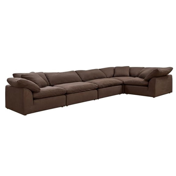 Trading Cloud Puff Slipcovered Modular Sectional Sofa & Performance Fabric Contemporary Brown - 5 Piece