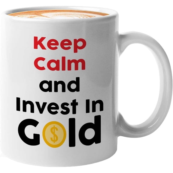 Trading Mug White 11oz - Keep Calm And Invest In Gold - Stock Market Trader Broker Financial Adviser Investor Eat Sleep Trading