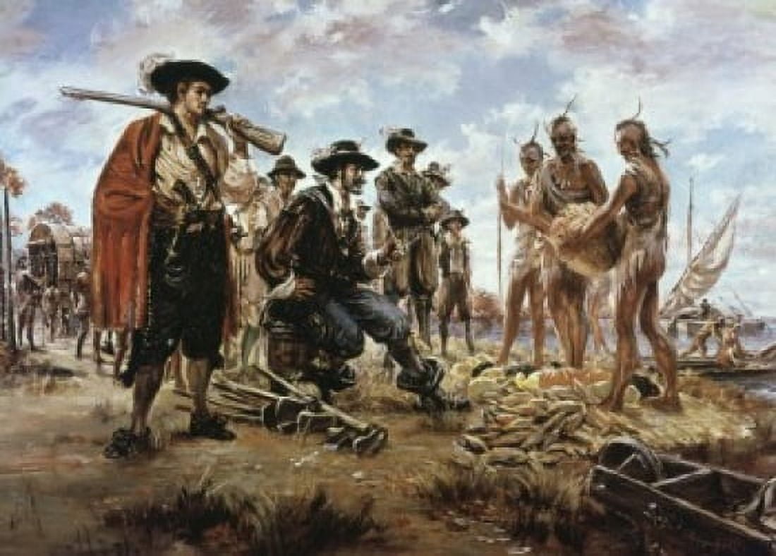 Trading With the Indians Sidney King 17th Century Canvas Art - (18 x 24)