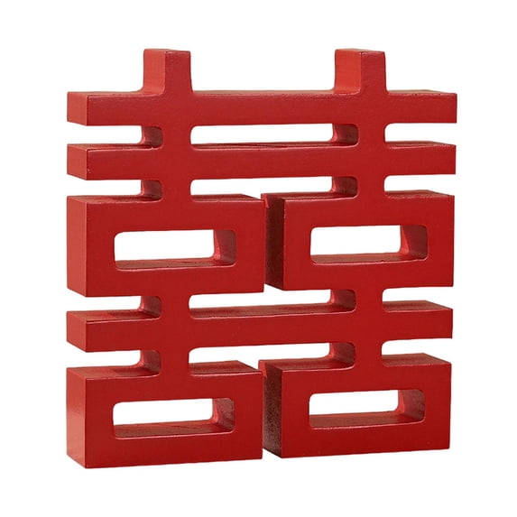 Tradition Chinese Red Happy, Wall Mount Wood Decorations Creative DIY Decorative Exquisite Durable Living Room Decor Engagement Sculpture , Square