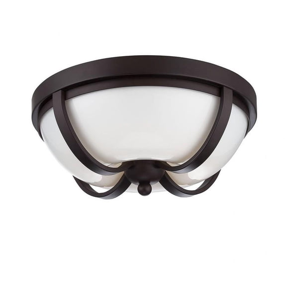 Traditional 2-Light Led Flushmount with Opal White Glass 5 inches Ceiling Mount-Bronze Finish Bailey Street Home 79-Bel-1862924