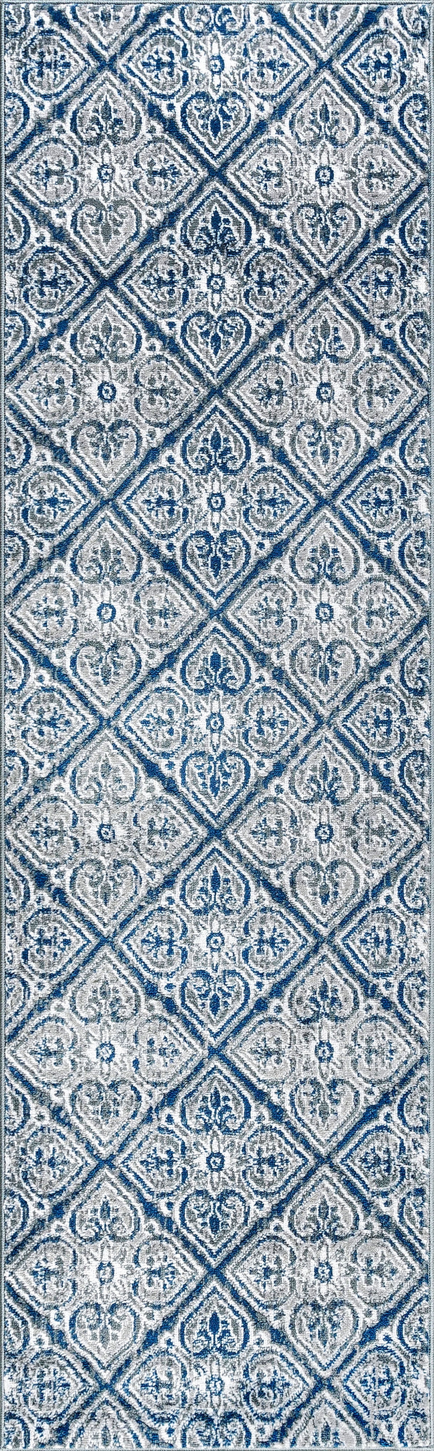 Traditional 2x10 Area Rug (2'3'' x 10') Floral Dark Gray Indoor Runner Easy to Clean