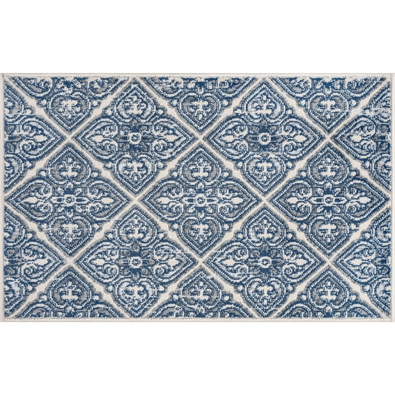 Traditional 2x3 Area Rug (2' x 3') Floral Cream Indoor Scatter Easy to Clean