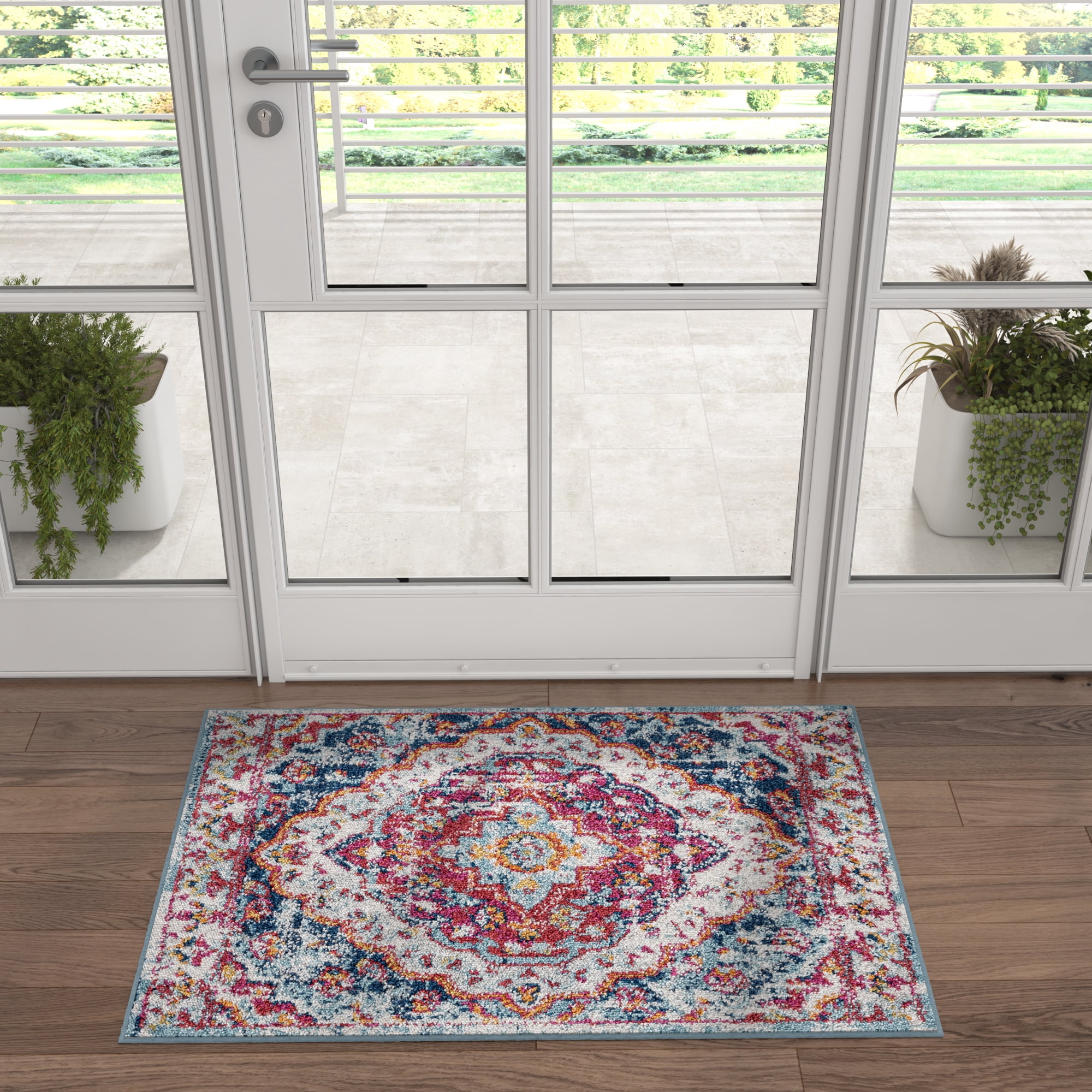 Traditional 2x3 Area Rug (2' x 3') Medallion Red, Pink Indoor Scatter ...