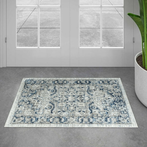 Traditional 2x3 Area Rug (2' x 3') Oriental Cream, Cream Indoor Scatter Easy to Clean