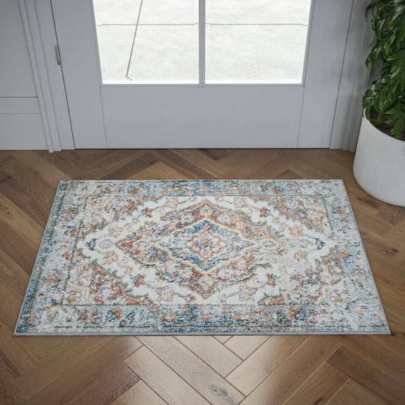 Traditional 2x3 Area Rug (2' x 3') Oriental Gray, Cream Indoor Scatter Easy to Clean
