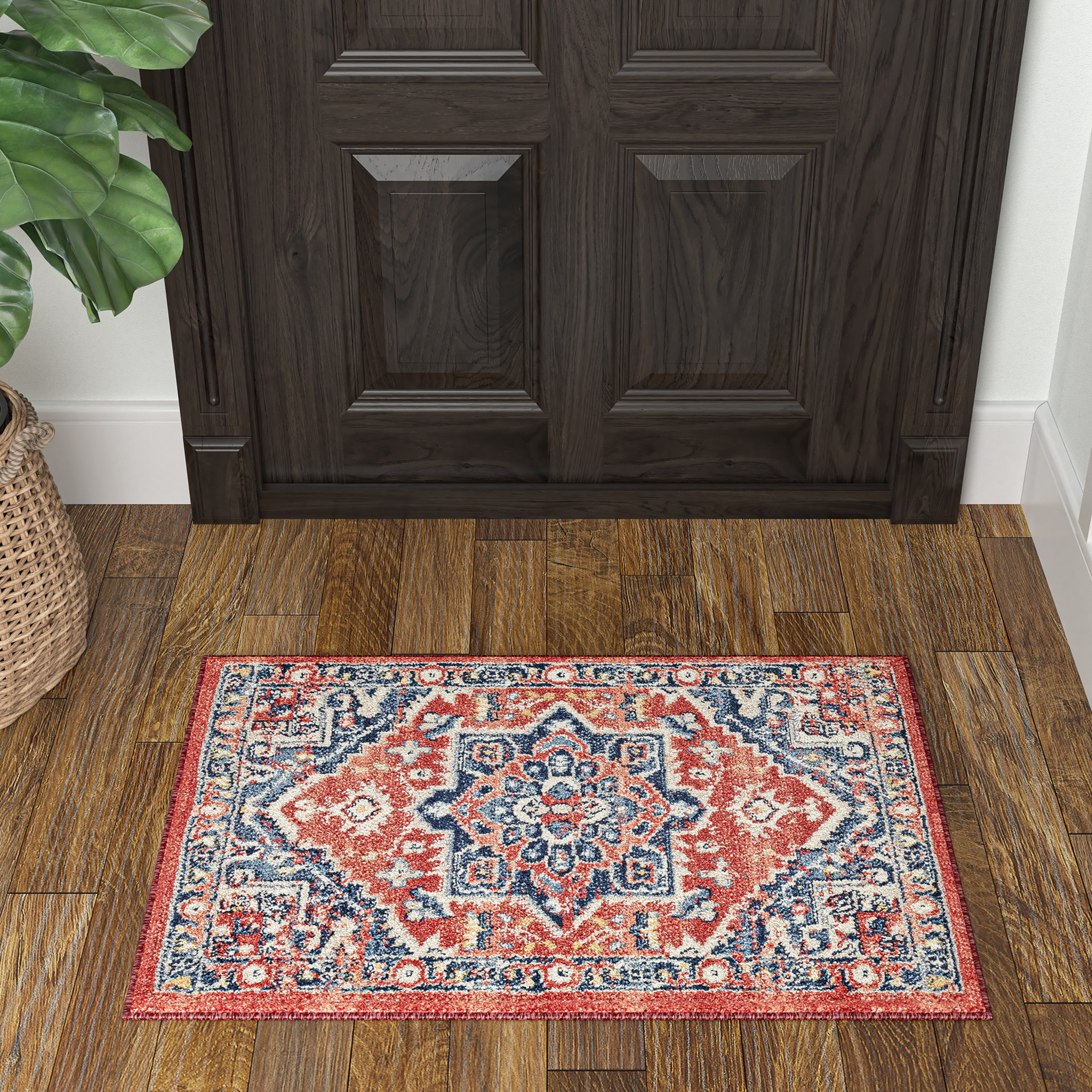 Traditional 2x3 Area Rug (2' x 3') Oriental Navy, Navy Indoor Scatter Easy to Clean