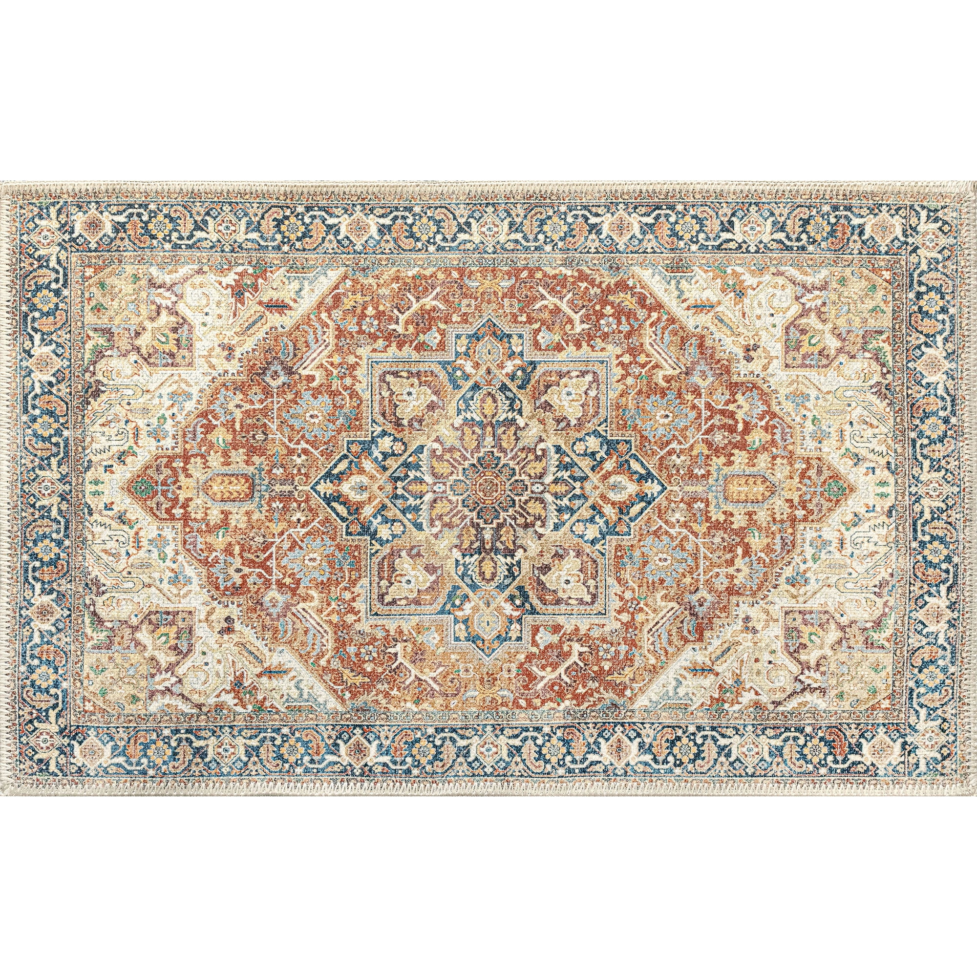 Traditional 2x3 Area Rug (2' x 3') Oriental Rust, Cream Indoor Scatter ...