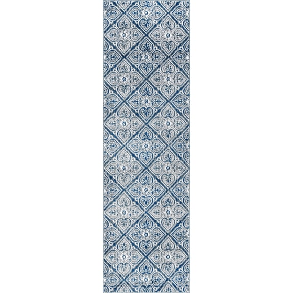 Traditional 2x8 Area Rug (2'3'' x 7'3'') Floral Dark Gray Indoor Runner Easy to Clean