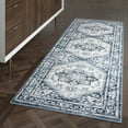 thumbnail image 1 of Traditional 2x8 Area Rug (2'3'' x 7'3'') Medallion Blue, White Indoor Runner Easy to Clean, 1 of 10