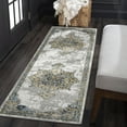 thumbnail image 1 of Traditional 2x8 Area Rug (2'3'' x 7'3'') Medallion Cream, Blue Indoor Runner Easy to Clean, 1 of 7